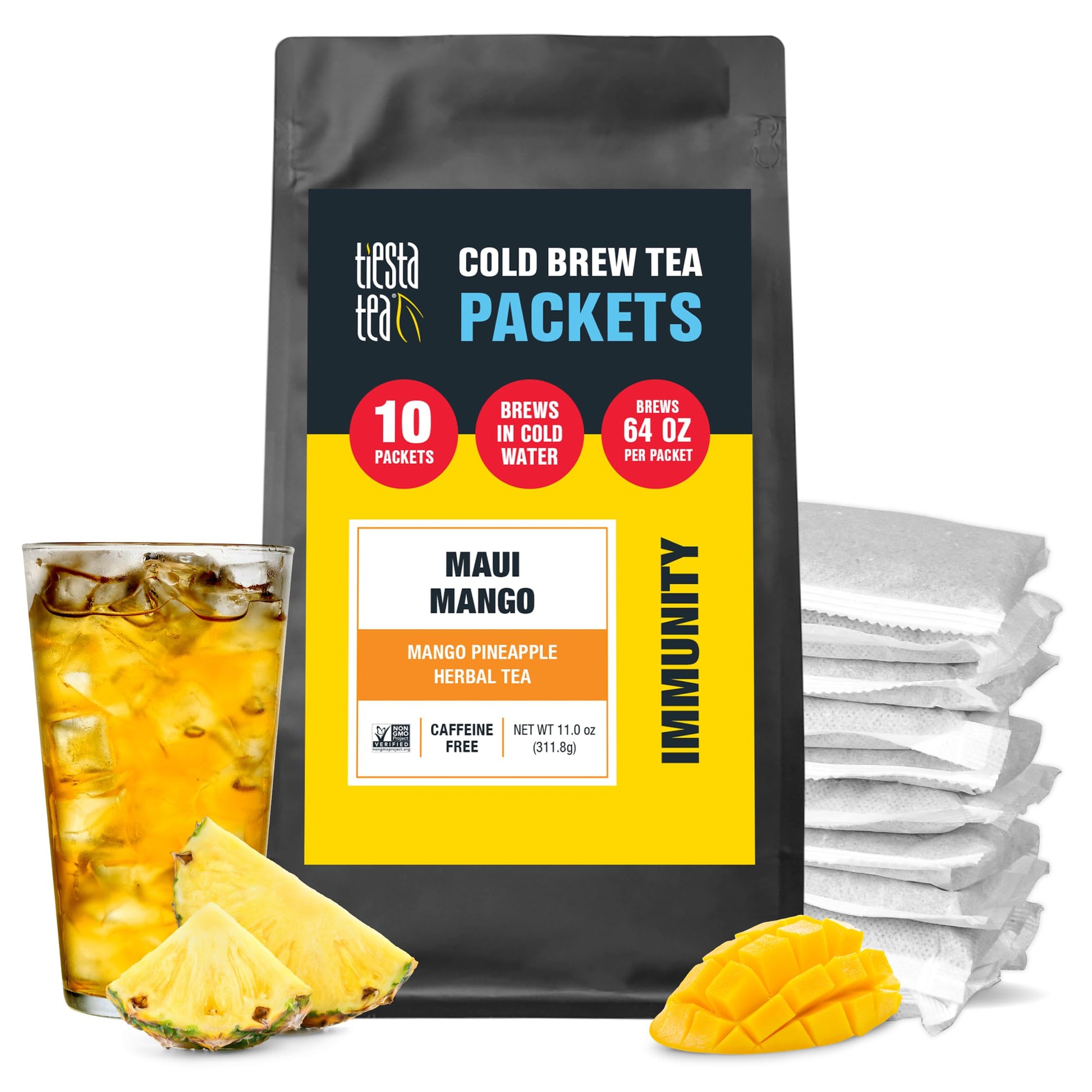 Tiesta Tea Maui Mango Cold Brew Tea - Herbal Loose Leaf Blend - Non-Caffeinated - 10 Count (Brews 64 oz)