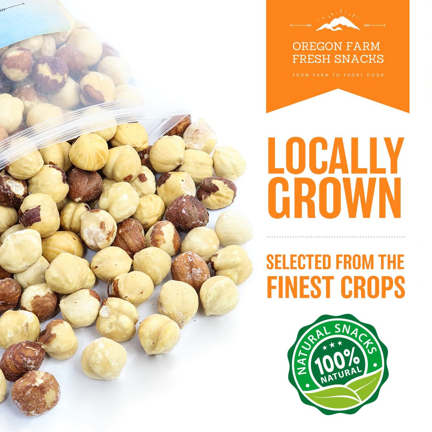 OREGON FARM FRESH SNACKS Natural Roasted Hazelnuts, Lightly Salted, 16oz
