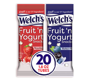Welch's Fruit Snacks, Fruit 'n Yogurt Variety Pack, Strawberry & Blueberry Acai, Gluten Free, Bulk Pack, Individual Single Serve