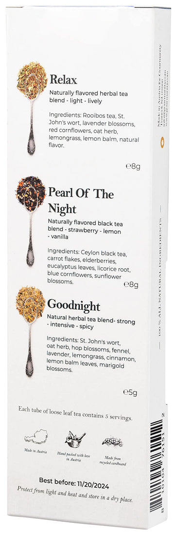 Gourmanity Bedtime Tea Sampler Gift Set, Naturally Calming Herbal Blends, Warm Up And Snuggle Down With Our 3 Sleepy Tea Flavors