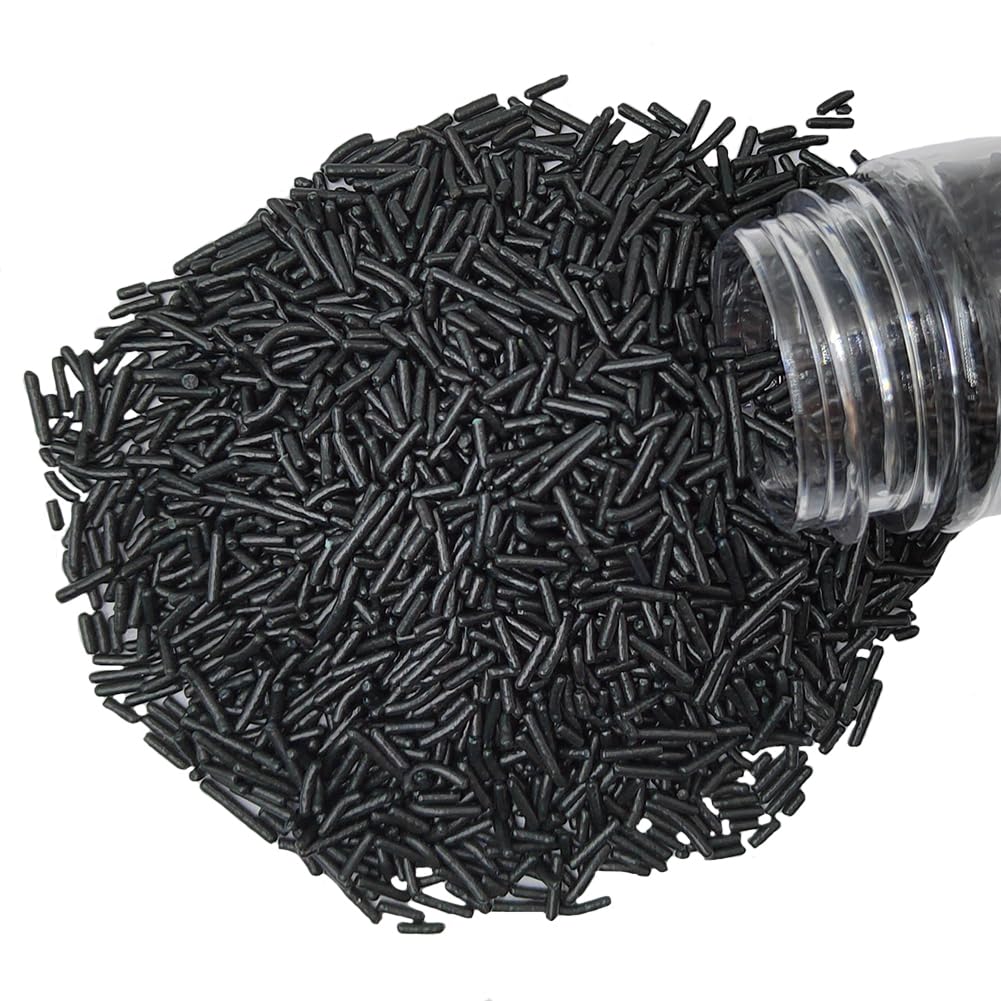 Homankit Black Jimmies Sprinkles Edible Sprinkle Candy Soft Jimmies Toppings for Ice Cream, Cupcake, Cake, Cookie, Dessert Decor