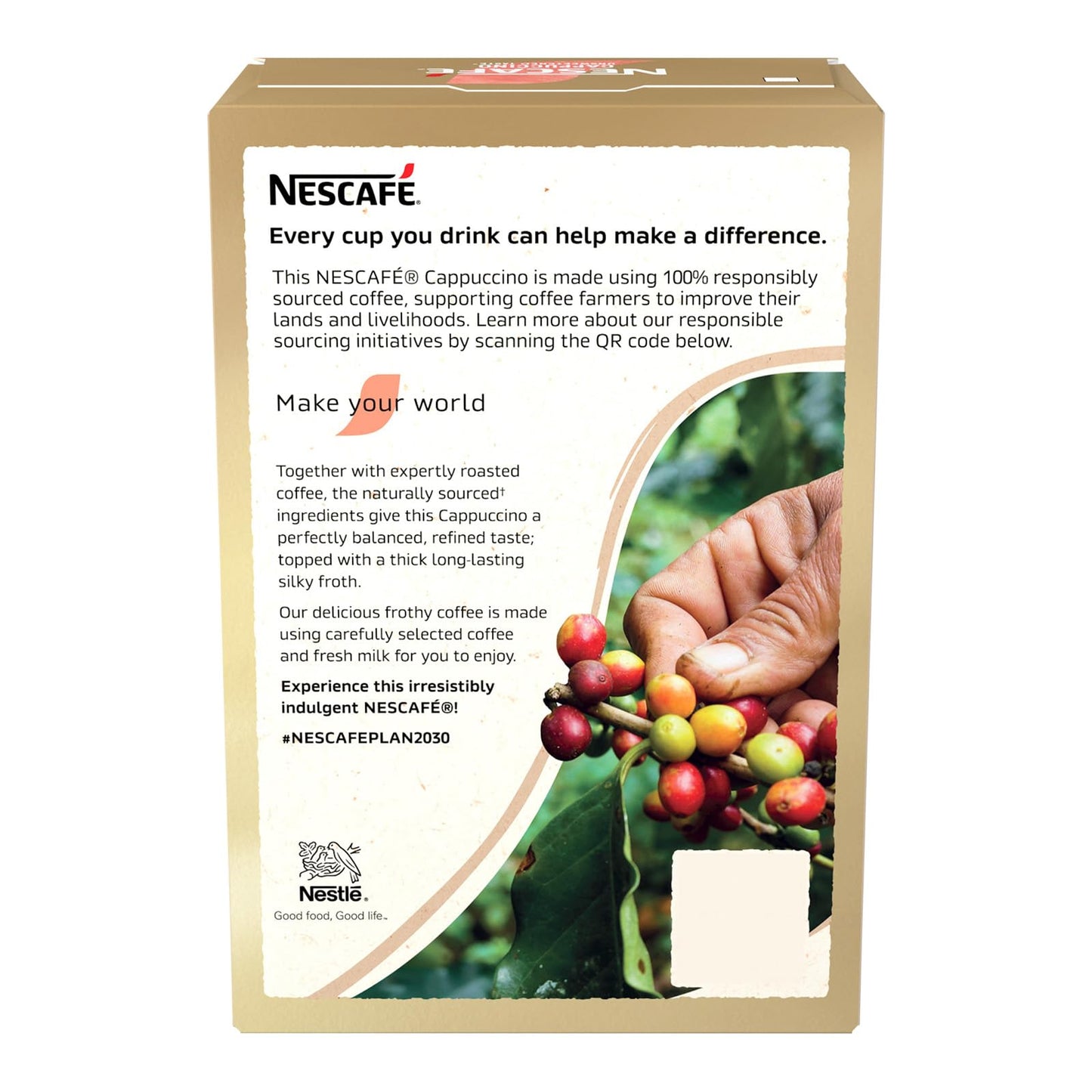 NESCAFÉ Cappuccino Instant Coffee Sachets, Unsweetened, 42 Sachets (7 Count x 6 Packs)