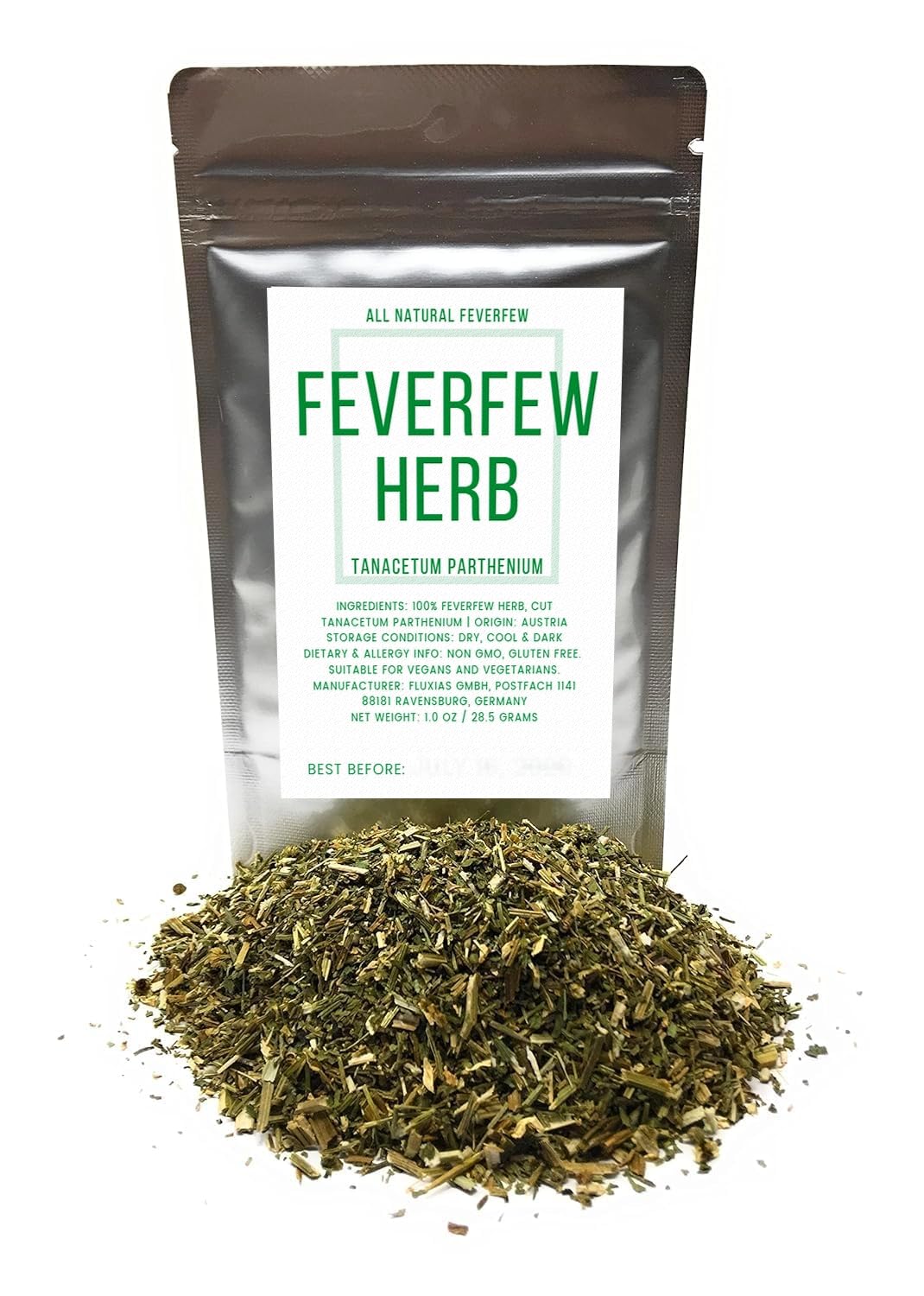 Naturegrail Feverfew Herb - Cut & Dried Tanacetum Parthenium - 1oz/28.5g