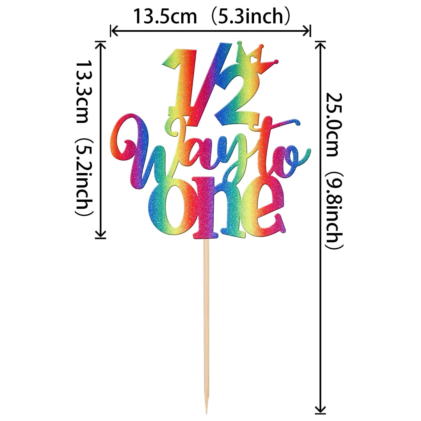 1 Pcs 1/2 Half Way To One Cake Topper Glitter Half Way To Go Cake Pick Happy 6 Months Birthday Cake Decoration For Baby Happy 6