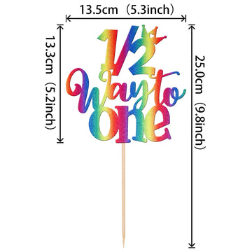 1 Pcs 1/2 Half Way To One Cake Topper Glitter Half Way To Go Cake Pick Happy 6 Months Birthday Cake Decoration For Baby Happy 6