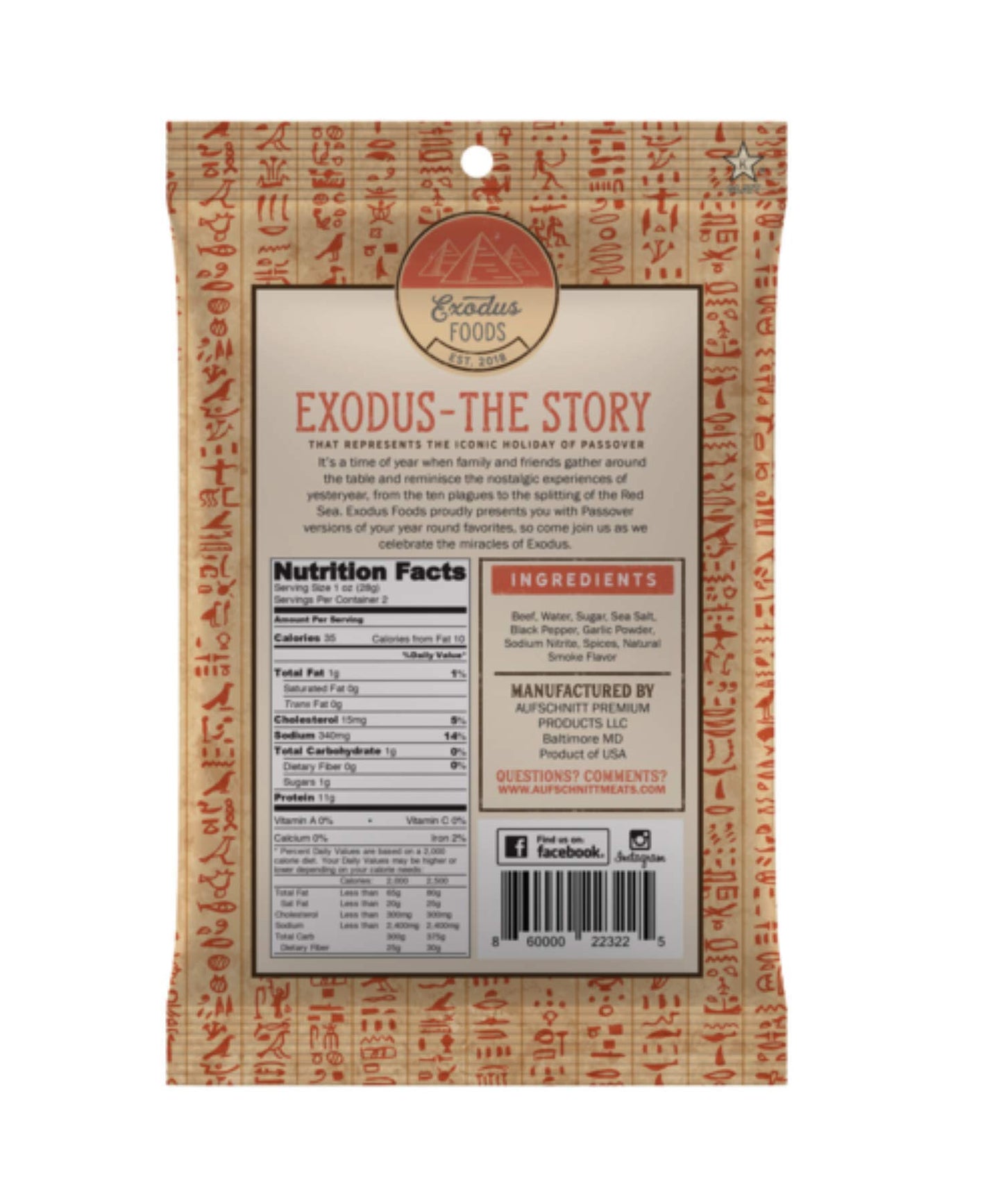 Exodus Passover Beef Jerky | Kosher (Star-K Certified) | Gluten Free (Bbq, 12 Pack) | By Aufschnitt Meats
