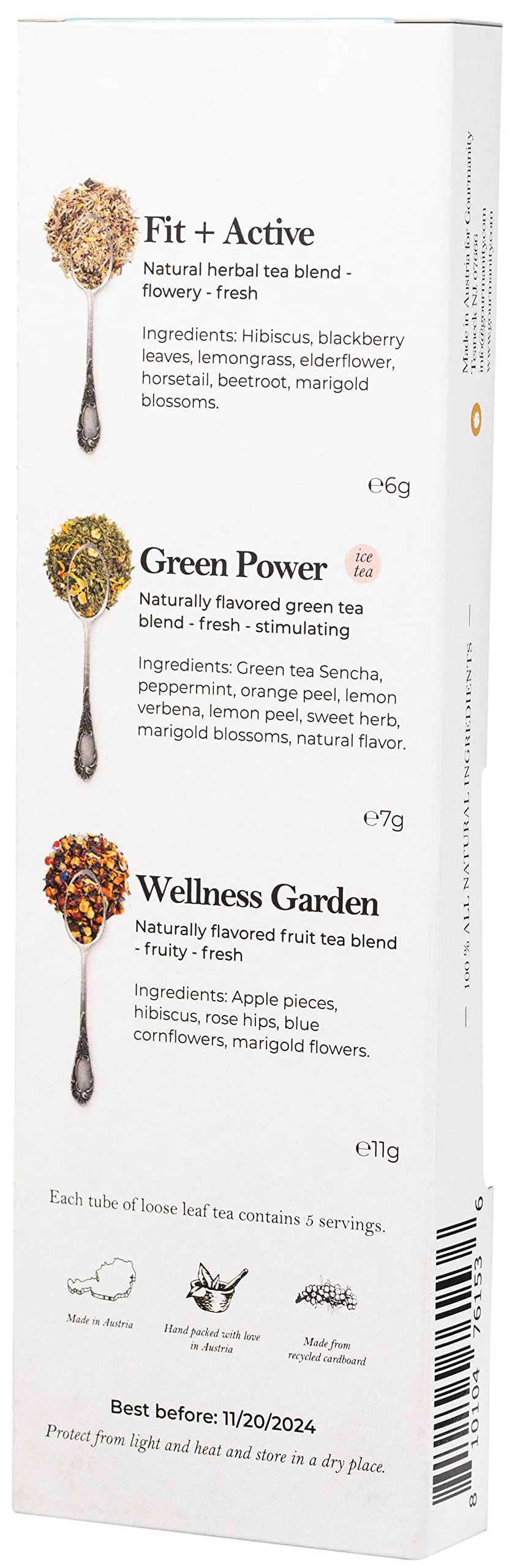 Gourmanity Energy Mix Loose Tea Sampler Gift Set, 3 Invigorating Flavors Of Energy & Wellness Tea, Power Up And Hydrate With The