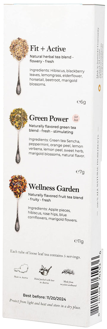 Gourmanity Energy Mix Loose Tea Sampler Gift Set, 3 Invigorating Flavors Of Energy & Wellness Tea, Power Up And Hydrate With The