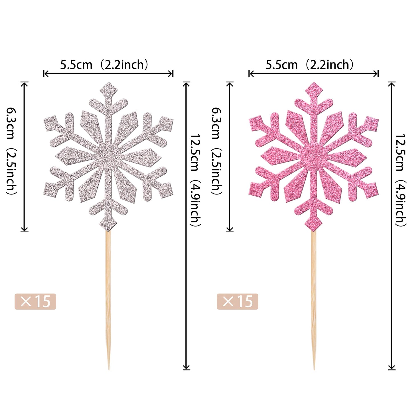 30 Pcs Snowflake Cupcake Toppers Glitter Winter Frozen Snowflake Cupcake Picks For Winter Wonderland Baby Shower Birthday Christ