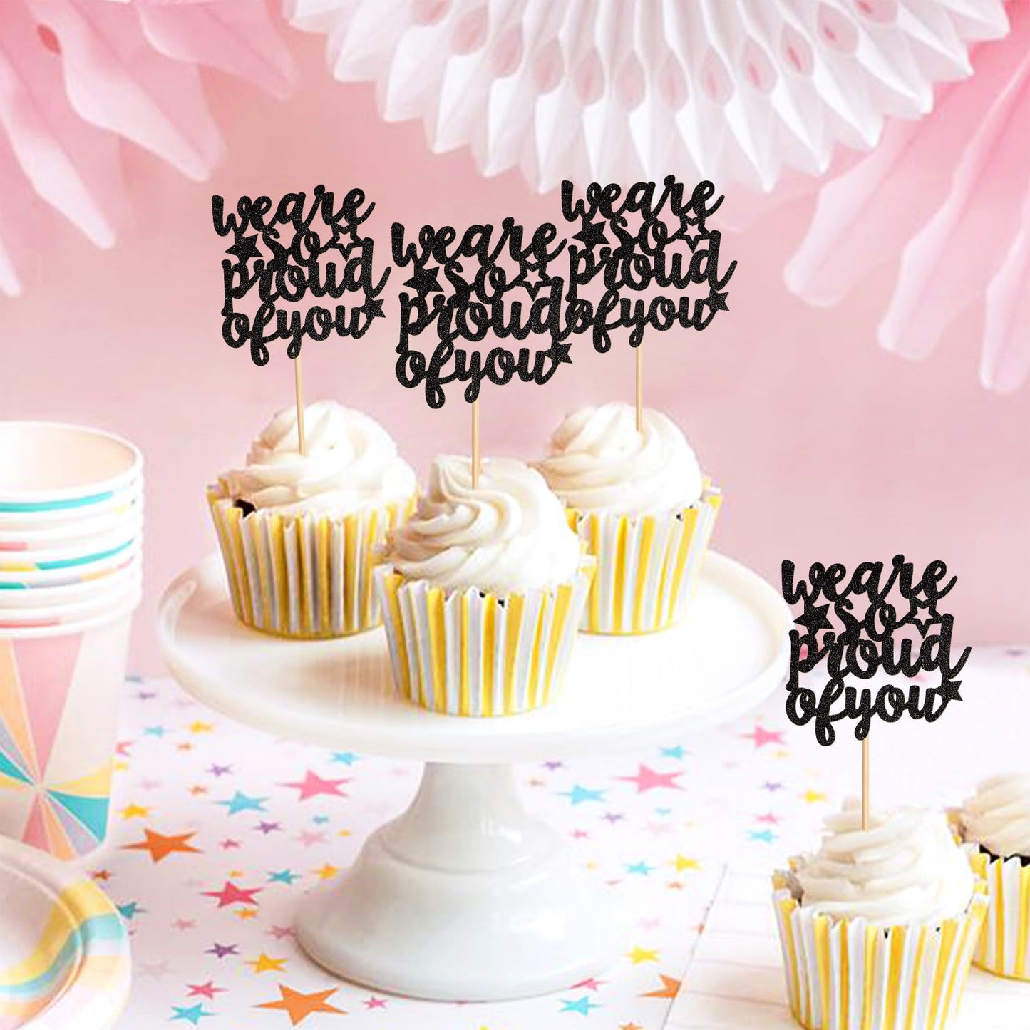 24 Pack 2025 Graduation Cupcake Toppers We Are So Proud Of You Cupcake Picks For 2025 Graduation Theme Birthday Party Supplies D