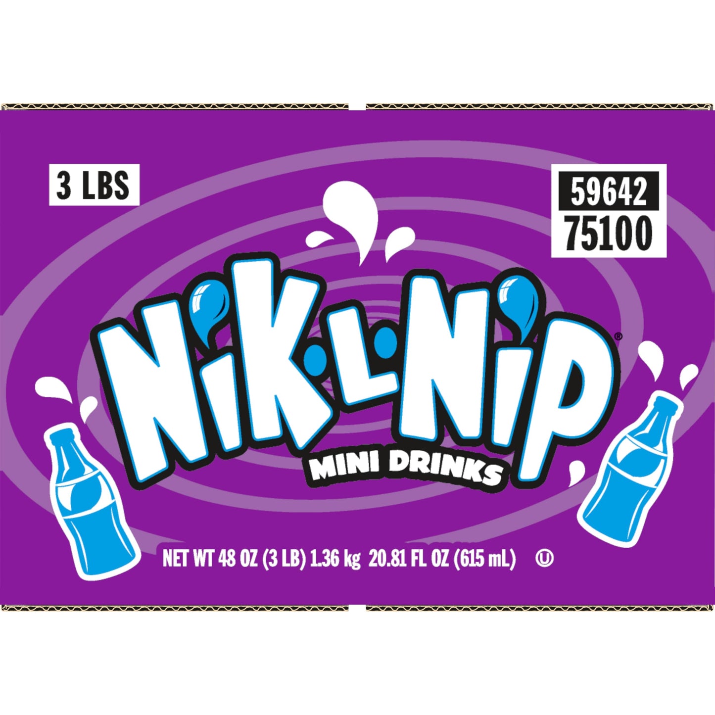 Tootsie Roll Nik-L-Nip Candy Wax Bottles - Fruit Flavored Mini Drinks - Bulk Individually Wrapped Candies for Kids  Parties  Classroom - 3 Pound Box