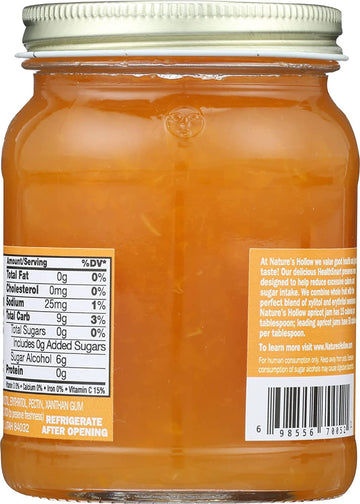 Nature's Hollow Apricot Jam: Sugar Free Preserves, Low Cal, Non GMO, Keto Friendly, Vegan, Gluten Free, and Diabetic Friendly -