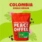 Peace Coffee Colombia Single Origin Coffee | 5 Lb Whole Bean Medium Roast | Organic Fair Trade | Smooth, Crisp Flavor | Shade Gr