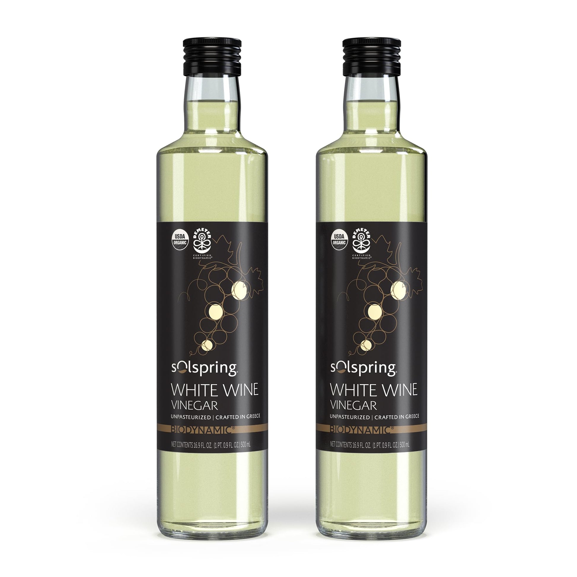 Dr. Mercola Organic White Wine Vinegar, Unpasteurized, Vegan, Gluten Free, 16.9 Fl Oz (500 mL), Crafted in Greece