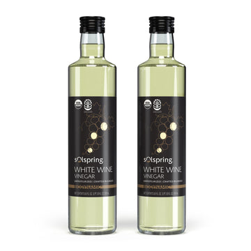 Dr. Mercola Organic White Wine Vinegar, Unpasteurized, Vegan, Gluten Free, 16.9 Fl Oz (500 mL), Crafted in Greece