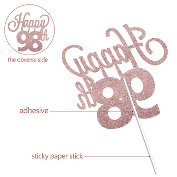 Lingteer Happy 98Th Birthday Cake Topper - Cheers To 98Th Birthday 98 Years Old Birthday Party Cake Decorations Sign.