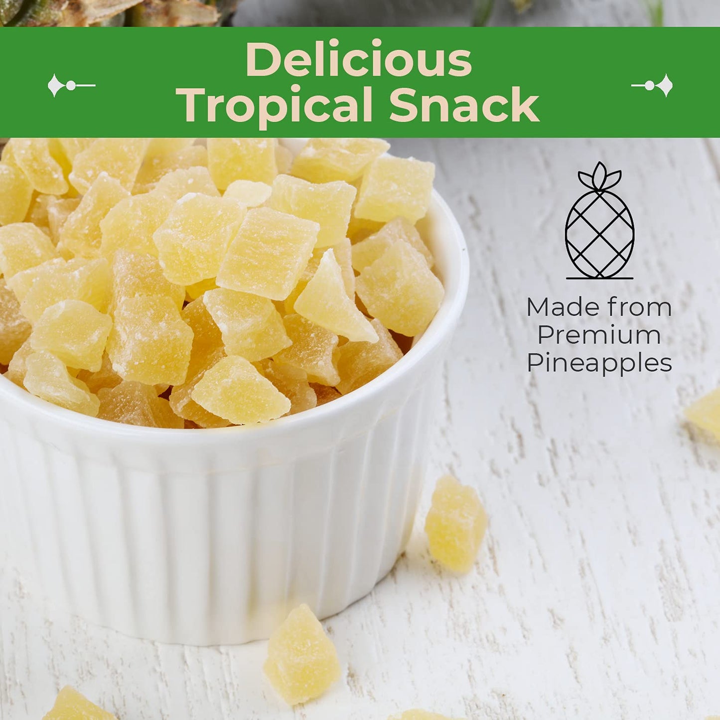 Sincerely Nuts Dried Pineapple Chunks | Healthy Snack | Vegan, Gluten Free | 2 LB Bag