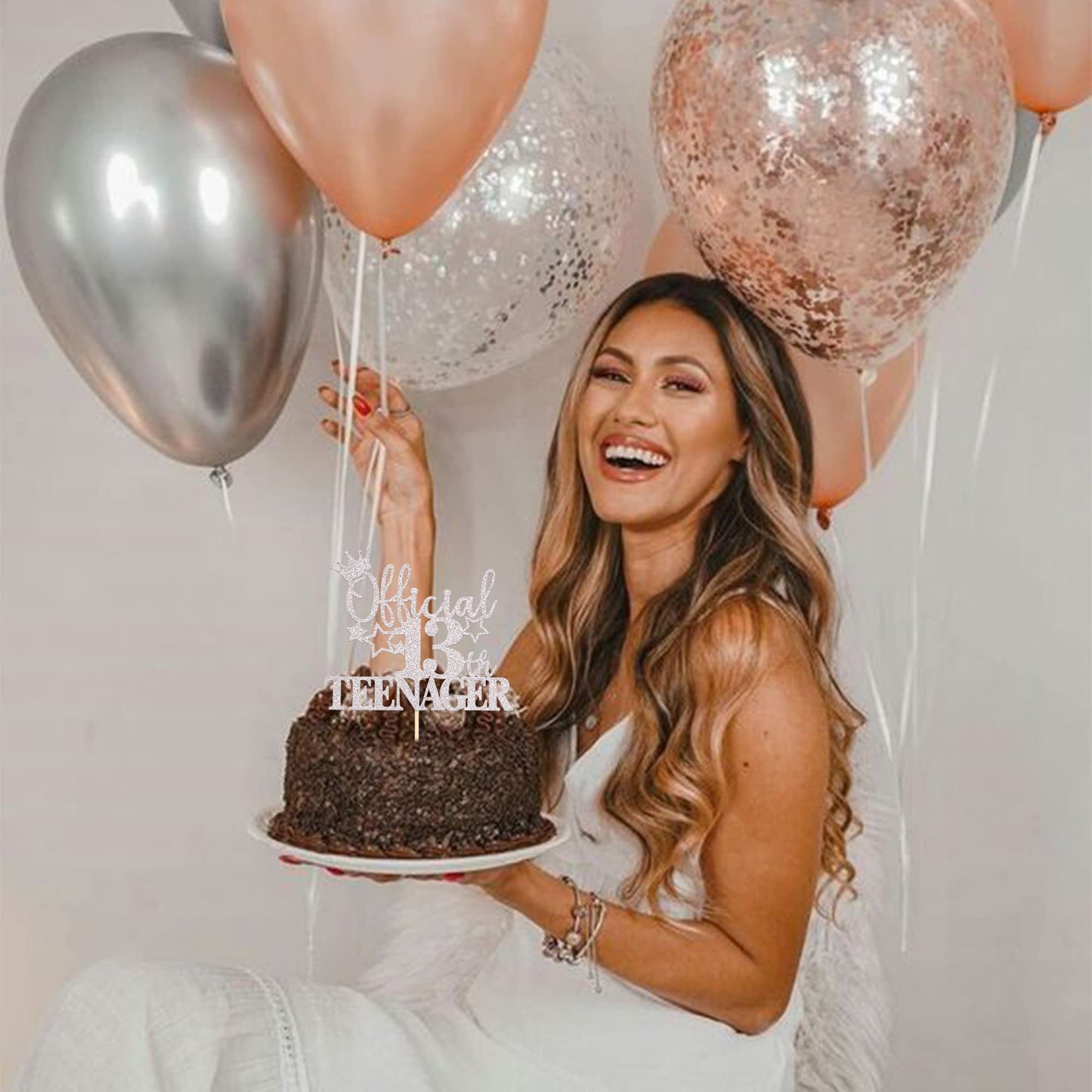 YCTHUNFISH 13th Birthday Cake Topper Glitter Number 13 Silver Decoration for Teen Party