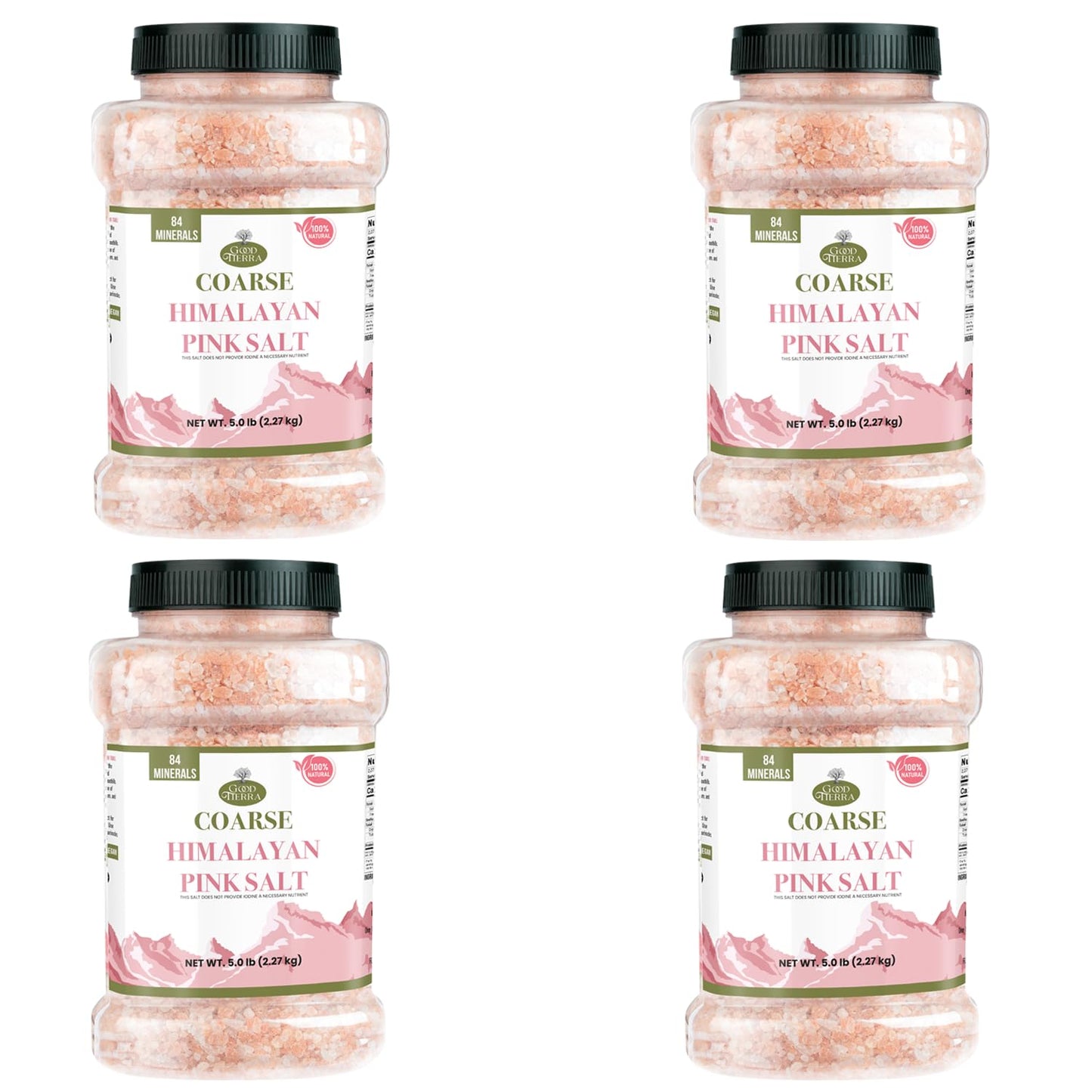 GOOD TIERRA Himalayan Pink Salt - Coarse 5 lb (4 Pack) - Ideal for Bath, Table Grinders, and Spice Jars