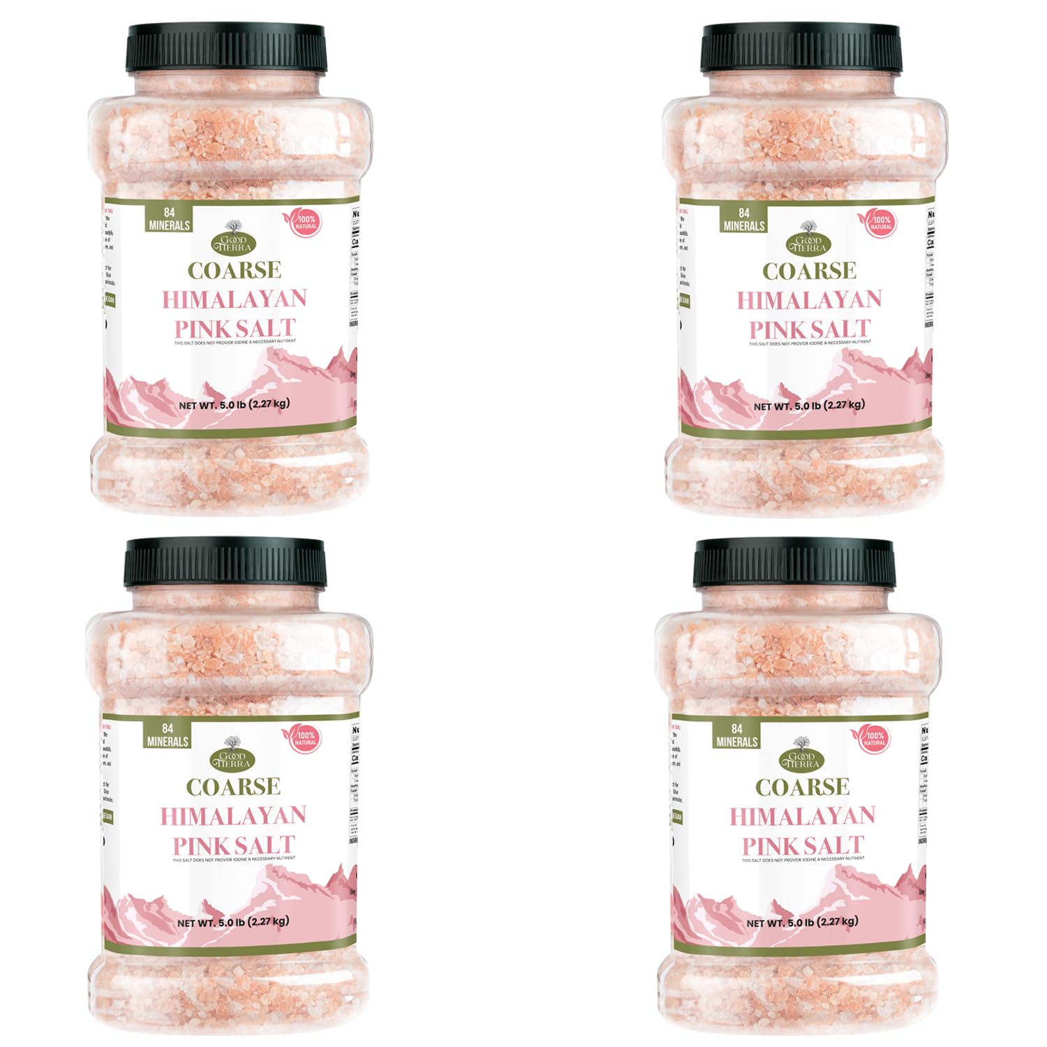 GOOD TIERRA Himalayan Pink Salt - Coarse 5 lb (4 Pack) - Ideal for Bath, Table Grinders, and Spice Jars