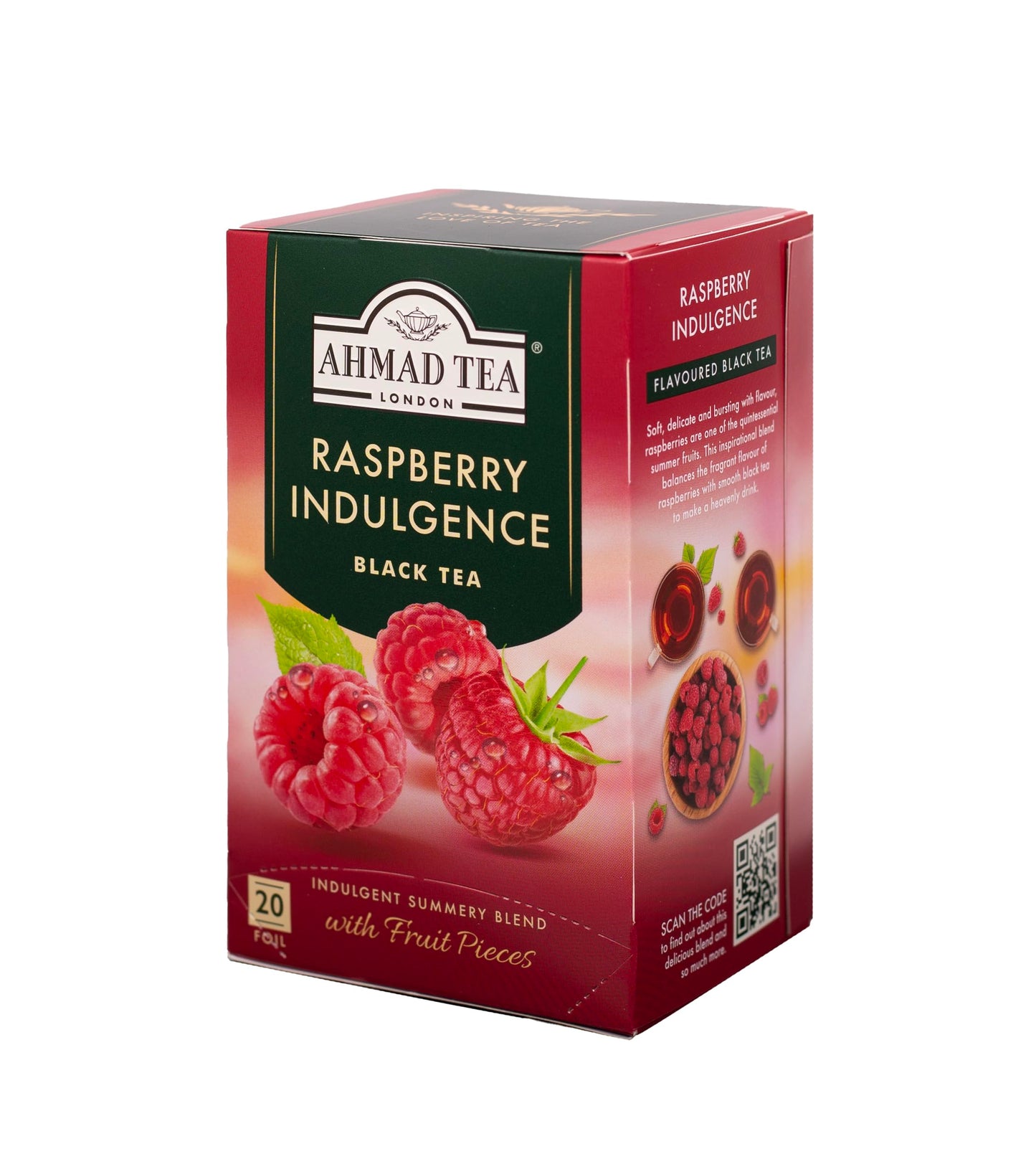 Ahmad Tea Black Tea Raspberry Indulgence - 20 Count Caffeinated Sugar-Free, Model 952-U
