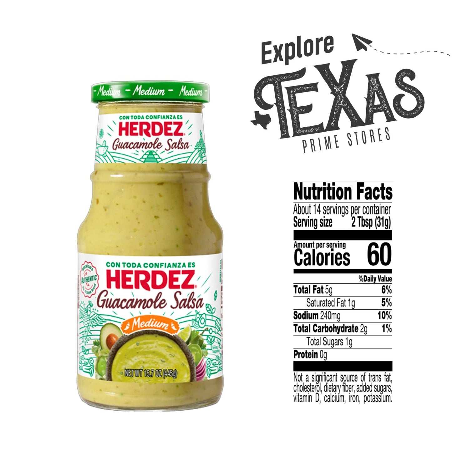 Herdez - Lavinia Essentials Bundle: 4-Pack of Salsa Guacamole Medium 16oz Glass Bottle + 1 Utility Prop