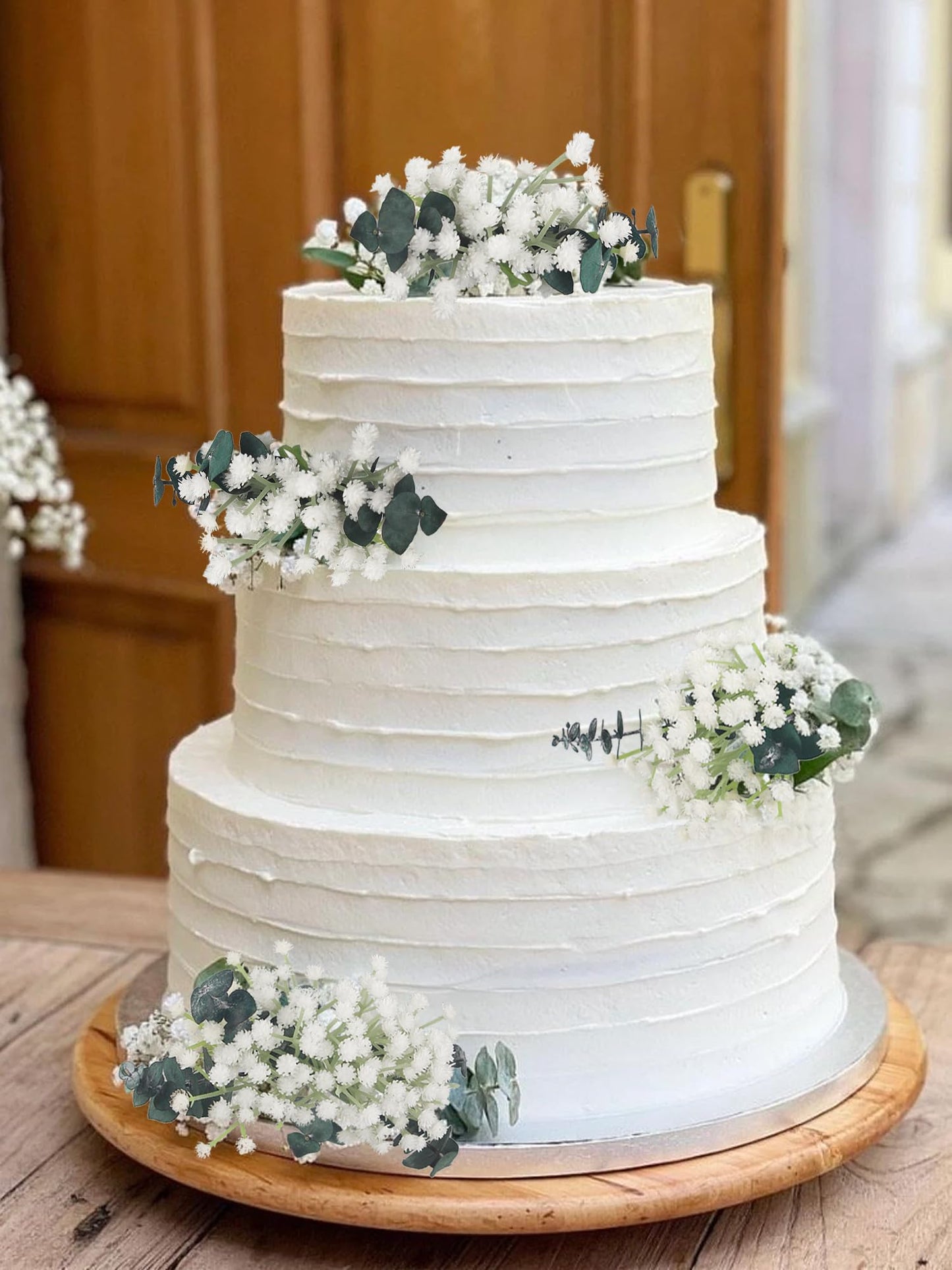 Rinlong Pre-Made Cake Toppers Flowers Cake Decorations Baby'S Breath Eucalyptus Wedding Cake Decorating Flowers Decor Christenin