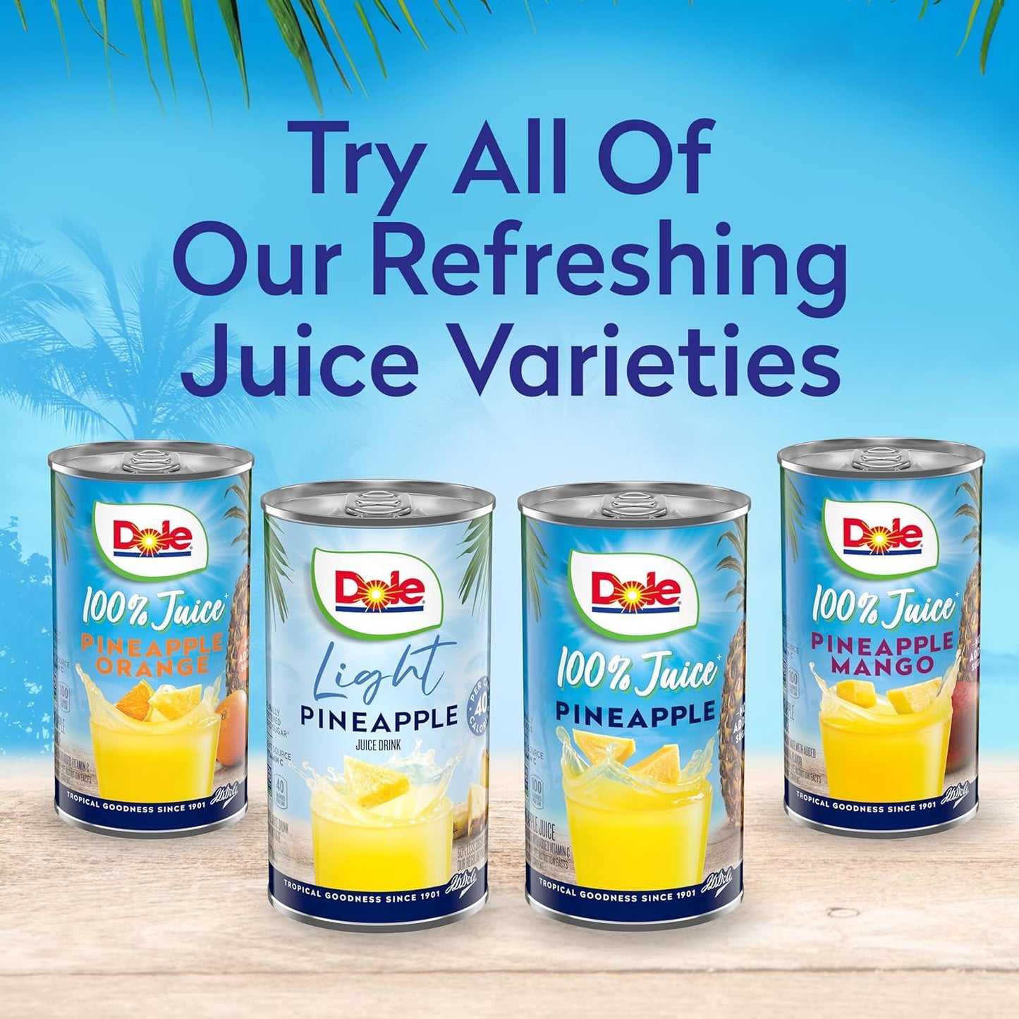 Dole 100% Pineapple Juice  No Added Sugar  Excellent Source of Vitamin C  100% Fruit Juice  6 Fl Oz (Pack of 6)  Packaging May Vary