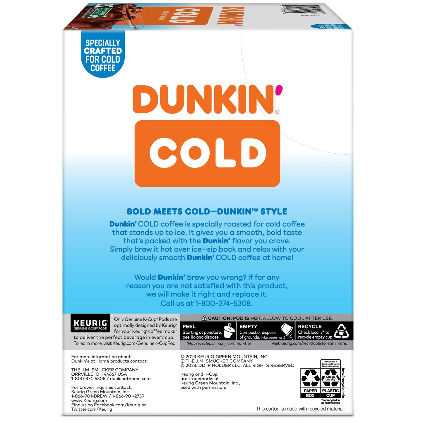 Dunkin Brew Over Ice Keurig Single Serve K-Cup Pods, 4.14 Oz, 22 Pods Per Pack, Case Of 4 Packs