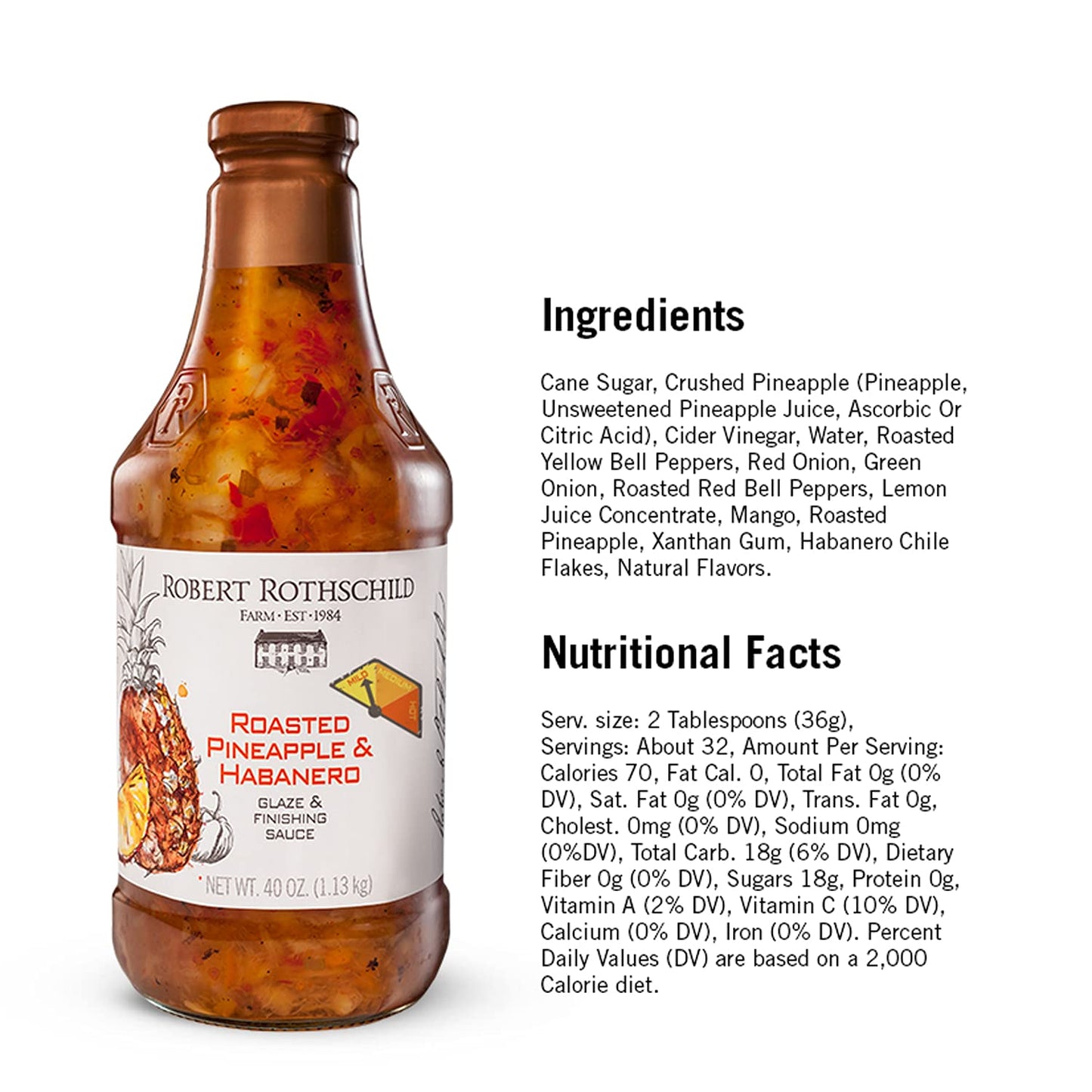 Robert Rothschild Farm Roasted Pineapple & Habanero Glaze - Sweet & Spicy Finishing Sauce, 40 Oz (Pack of 2)