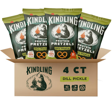 Kindling Protein Pretzels - Dill Pickle | Protein-Packed Snack | Kosher | 8 - 9g Protein Per Serving | Only 1-2g of Total Sugar 