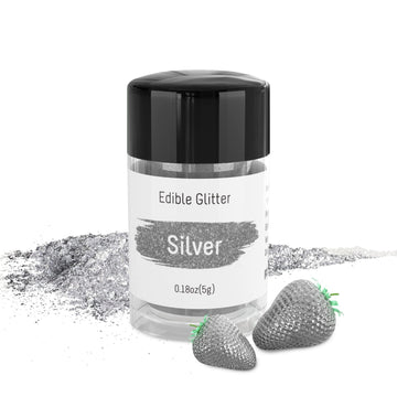 Jelife Silver Edible Glitter for Cake Decorating - 5 Grams Food Grade Luster Glitter Dust, Sprinkle on Sparkle Edible Powder Foo