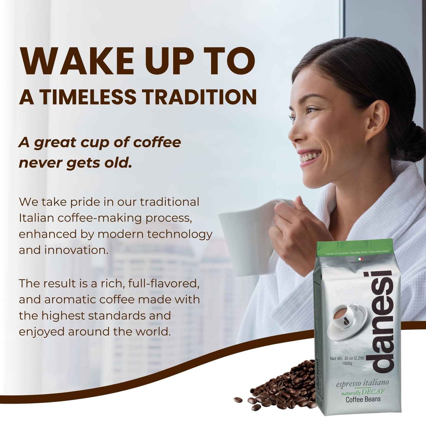 D DANESI CAFFÈ Espresso Coffee Beans - Decaf Medium Roast - 35.2 Ounce (Pack of 1) - Model 8000 1350 90008