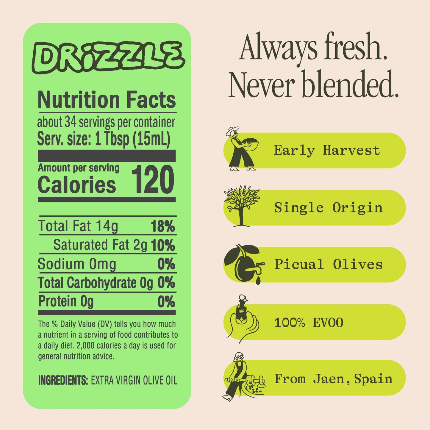 Graza Extra Virgin Olive Oil, High Polyphenol Finishing Oil, 16.9 Fl Oz Refill Can, Single Farm Olives from Spain