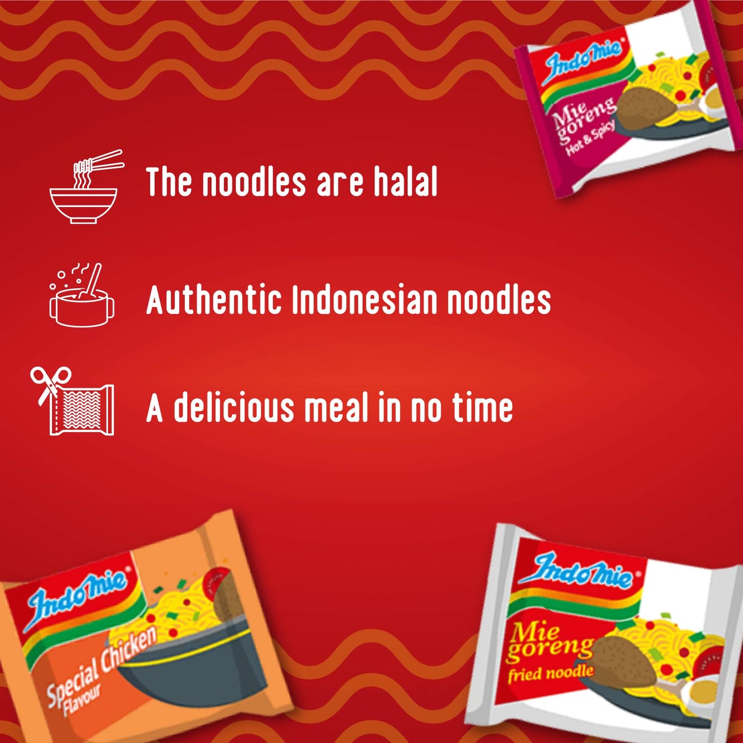 Indomie Mi Goreng Instant Noodles, Halal Certified, Hot & Spicy, 40 Count (Pack Of 1)