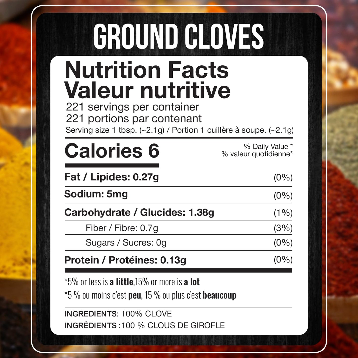 Fresh Finest Ground Clove 12.69oz - enhanced Quality Ground Cloves - All-Natural  Non-GMO  Gluten-Free  Kosher - Perfect for Baking  Cooking  and Beverages