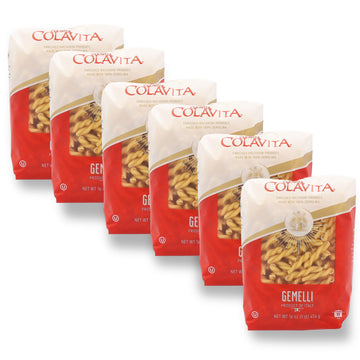 Colavita Gemelli (Braids) Pasta 1Lb - Pack Of 6 - Authentic Italian Pasta Made With 100% Duflavor Blend Wheat Semolina - Perfect For Sauces  Salads  And Baked Dishes - Non-Gmo And Kosher Certified
