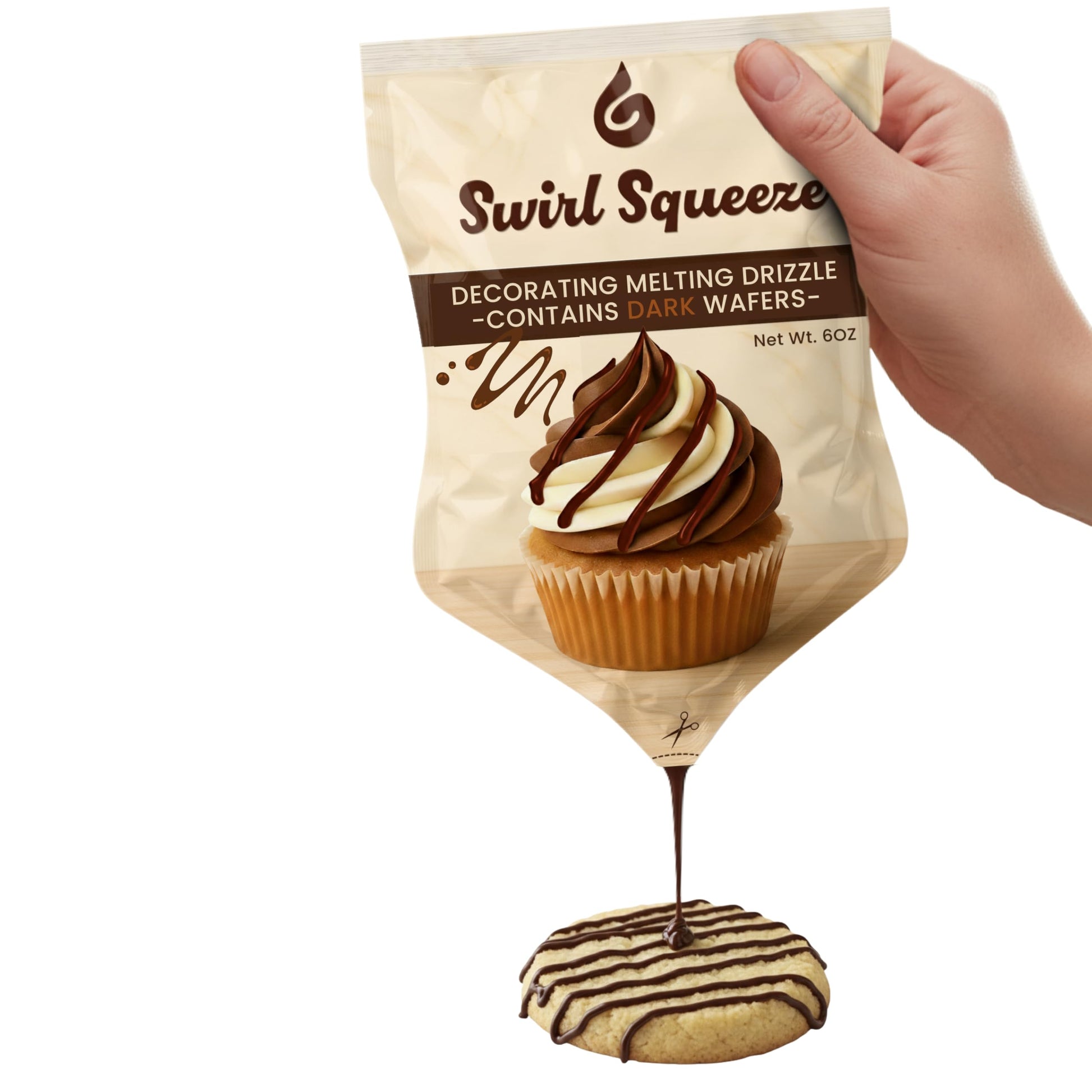 Pre-Filled Microwaveable Chocolate Decorating Bag - Ready-To-Melt Drizzle For Cookies  Cakes & Treats - No Mess  No Bowls  No Piping Bags - Dark Melting Chips  6 Oz