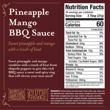 Brownwood Farms BBQ Sauce, Sweet and Tangy, 20oz, Pineapple Mango, Great on Fries and Burgers