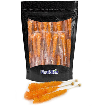 Rock Candy Lollipops Pops Candy Suckers, Color And Flavor Assortment, Individually Wrapped, 6.5" (Orange, 6-Pack)