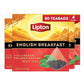 Lipton Black Tea English Breakfast, Pyramid Tea Bags, Flavored Teabags for a Refreshing Cup of Tea, 80 Total Tea Bags (20ct - Pa