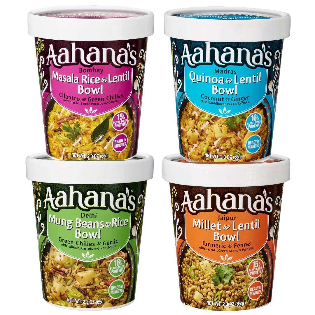 Aahana'S Lentils (Dal) & Rice Bowls (Kitchari) Prepared Meals- Ready To Eat Meals, Vegan, Gluten-Free, Plant Based Food- High Pr