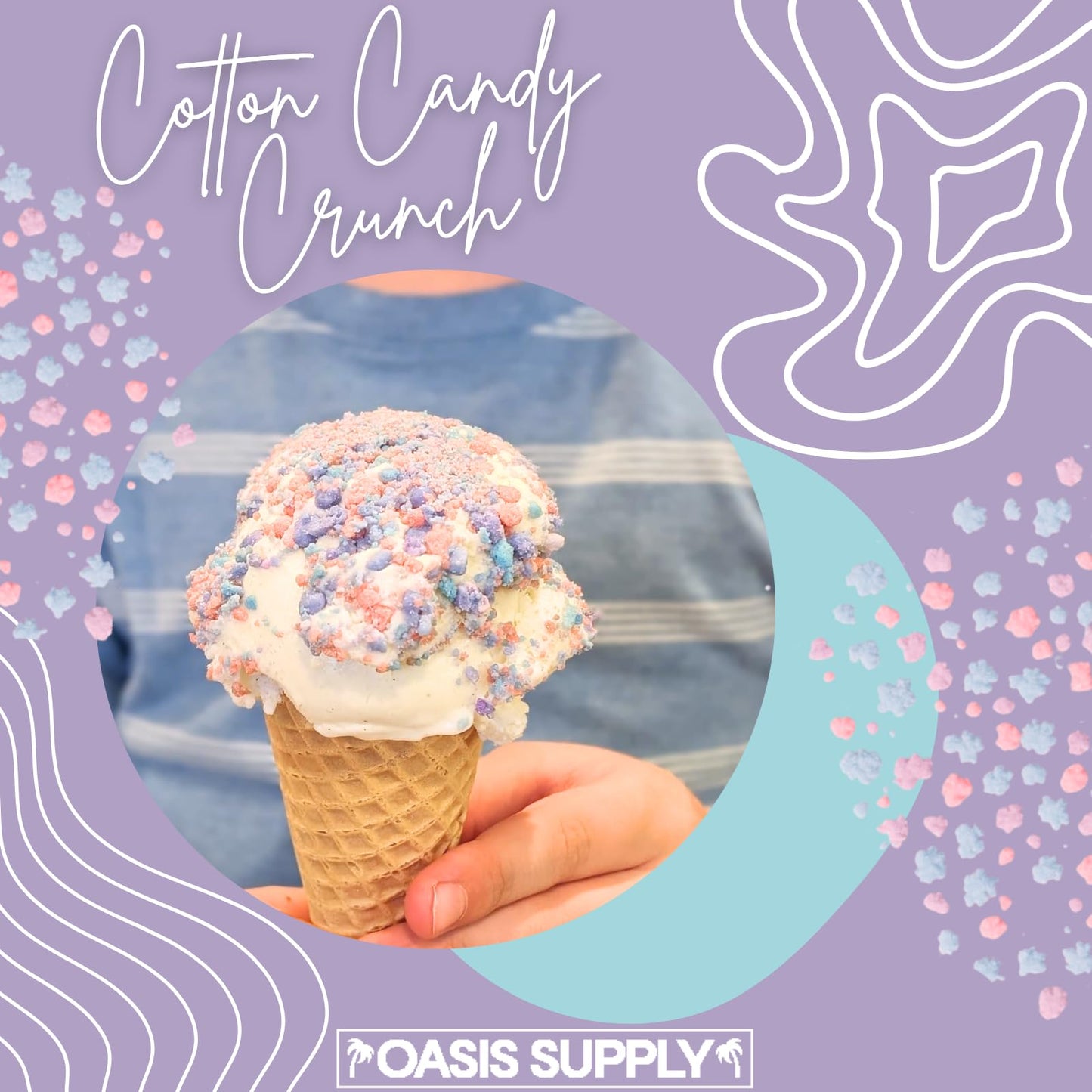 Oasis Supply, Crunch, Ice Cream Topping, Cupcake And Dessert Topper, Cotton Candy Crunch, 14 Ounces