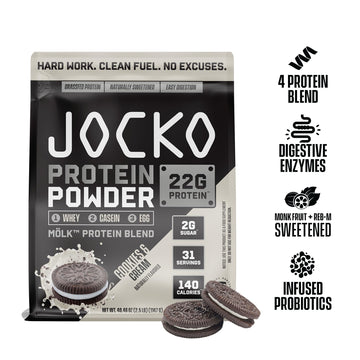 Jocko Mlk Whey Protein Powder - Keto, Probiotics, Grass Fed, Digestive Enzymes, Amino Acids, Sugar Free Monk Fruit Blend - Suppo