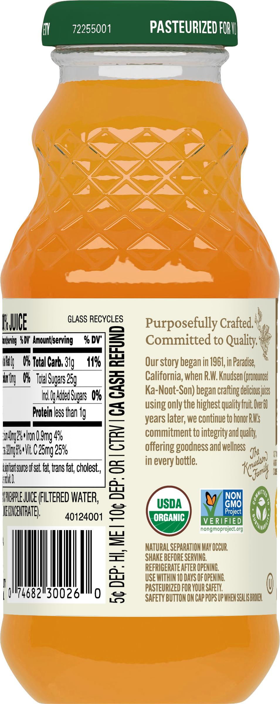 R.W. Knudsen Organic Just Pineapple Juice, 8 Fl Oz (12 Pack)