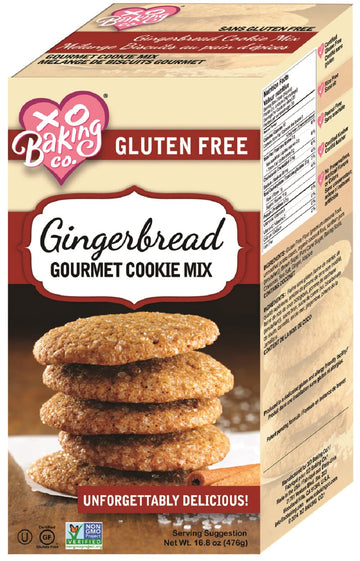 XO Baking Co. Gluten Free Gingerbread Gourmet Cookie Mix; Non-GMO; Kosher; Rice Free; Dairy Free; Soy Free; Peanut Free; No Pres