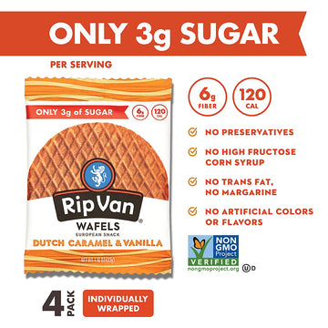 Rip Van Wafels Dutch Caramel & Vanilla Wafel Cookies, 4.64 Oz