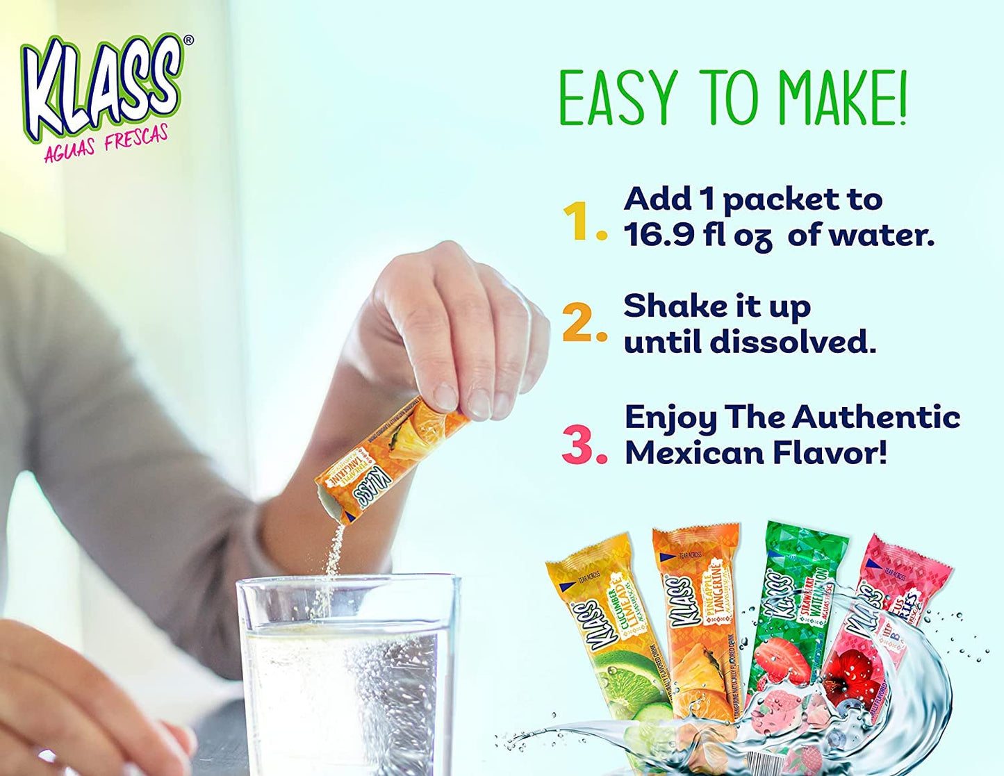 Drink Mix Hibiscus Berries | Klass Aguas Frescas | Sugar Free! (Pack of 4, 40 Count Powder Stick Packs) Shake it up! The new way