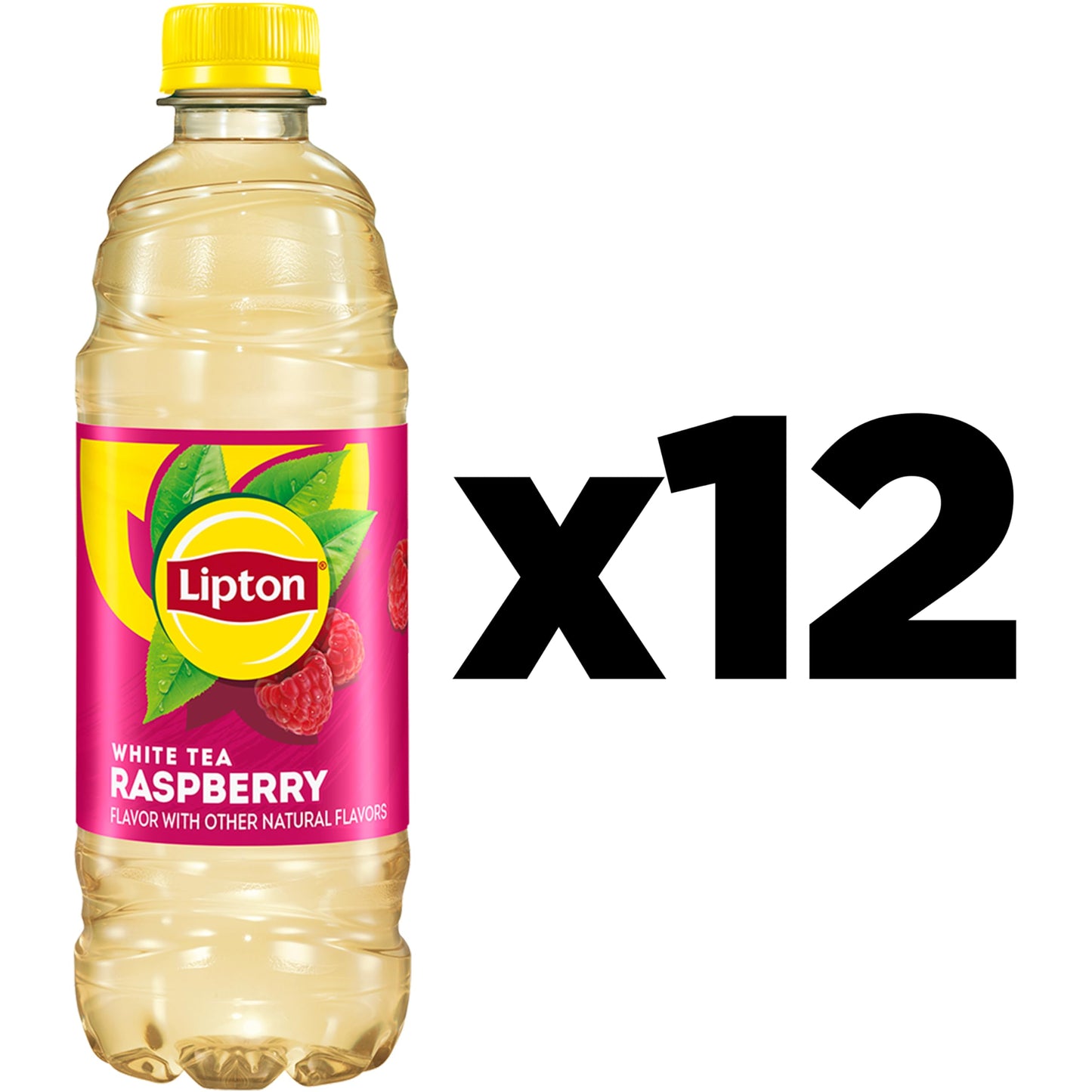 Lipton Raspberry White Tea, 16.9 Fl Oz Bottles, Pack of 12, Refreshing Beverage