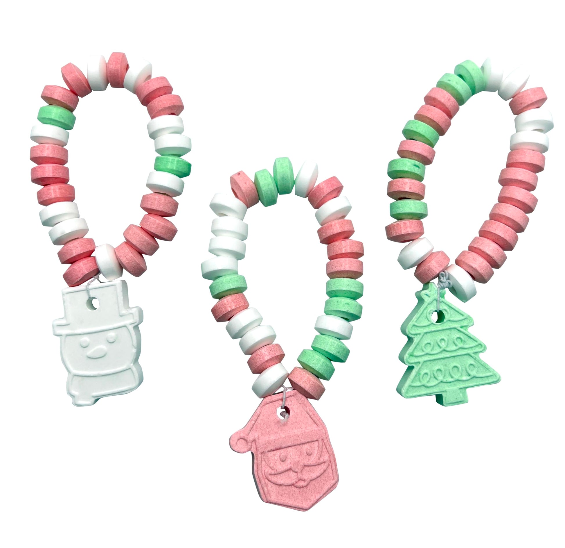 Christmas Candy - 24 Holiday Themed Candy Bracelet Stocking Stuffers Individually Wrapped Bulk - Santa, Christmas Tree, Snowman 